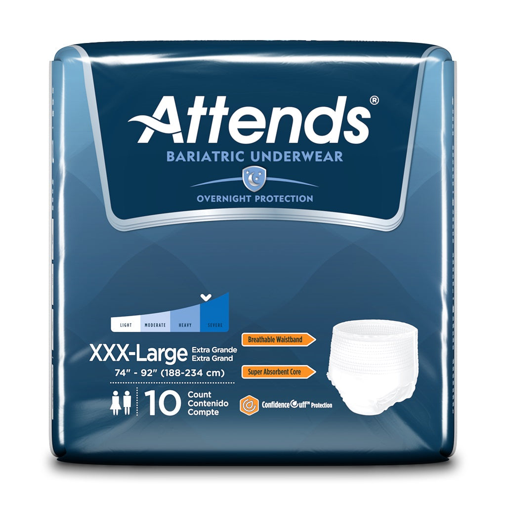 Attends Bariatric Underwear XXX-Large, 74"-92" - Heavy Absorbency (Case of 40)