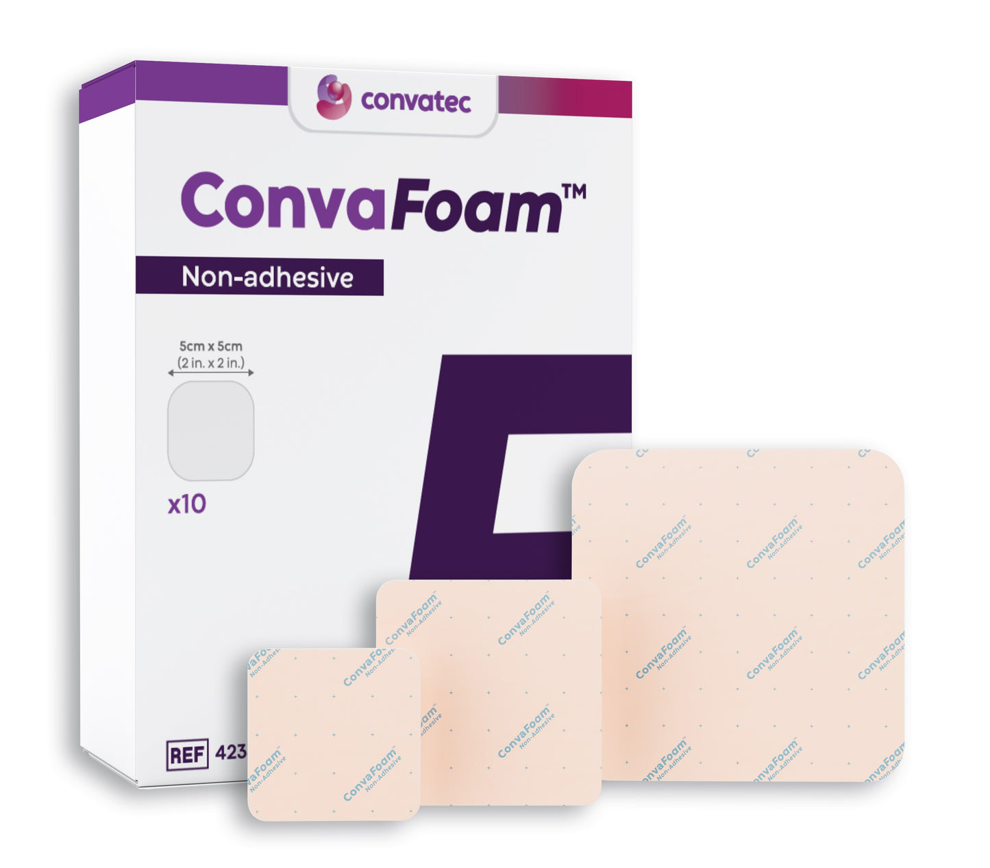 ConvaFoam Non-Adhesive Hydrofiber Foam Dressing, 4" x 4"