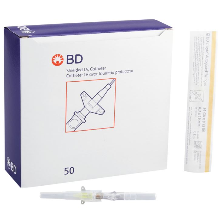 Insyte Autoguard Shielded IV Catheter, 24G x 3/4"