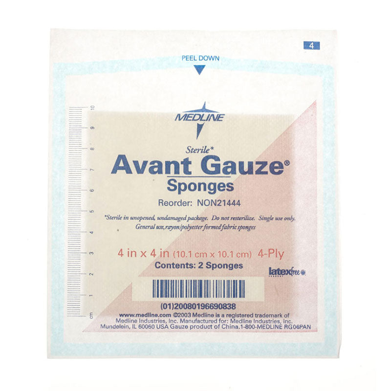 Avant Non-Woven Gauze Sponge Sterile 2's, 4" x 4", 4-Ply (Box of 50)
