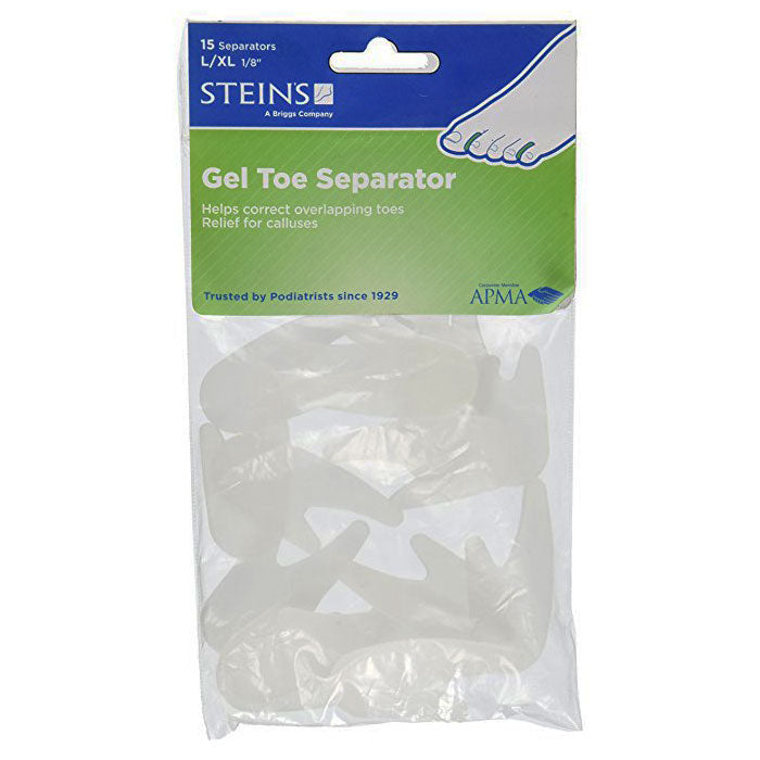 Steins Gel Toe Separators Callus Cushions, Fits Small to Medium, Clear (Package of 15)