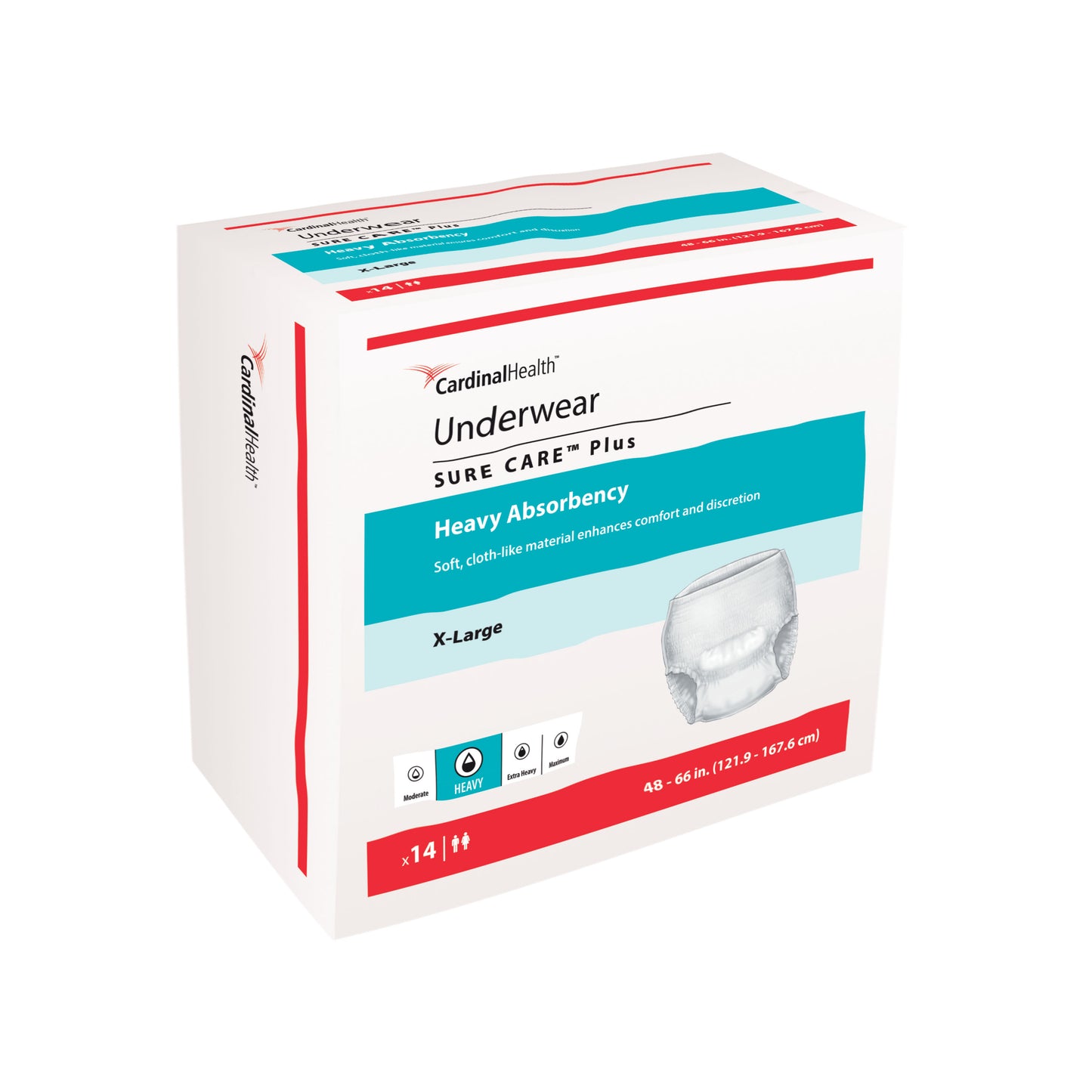 Cardinal Health, Underwear, Sure Care Plus, X-Large, 48"- 66" (Package of 14)