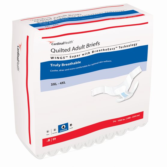 WINGS Super Quilted Brief with BreatheEasy Technology, Bariatric, 74" - 100" (Package of 8)