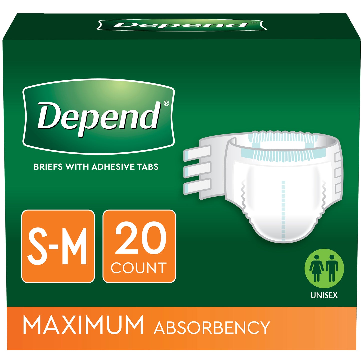 Depend Protection Brief with 4 Tabs Small/Medium 19" - 34" (Case of 60)