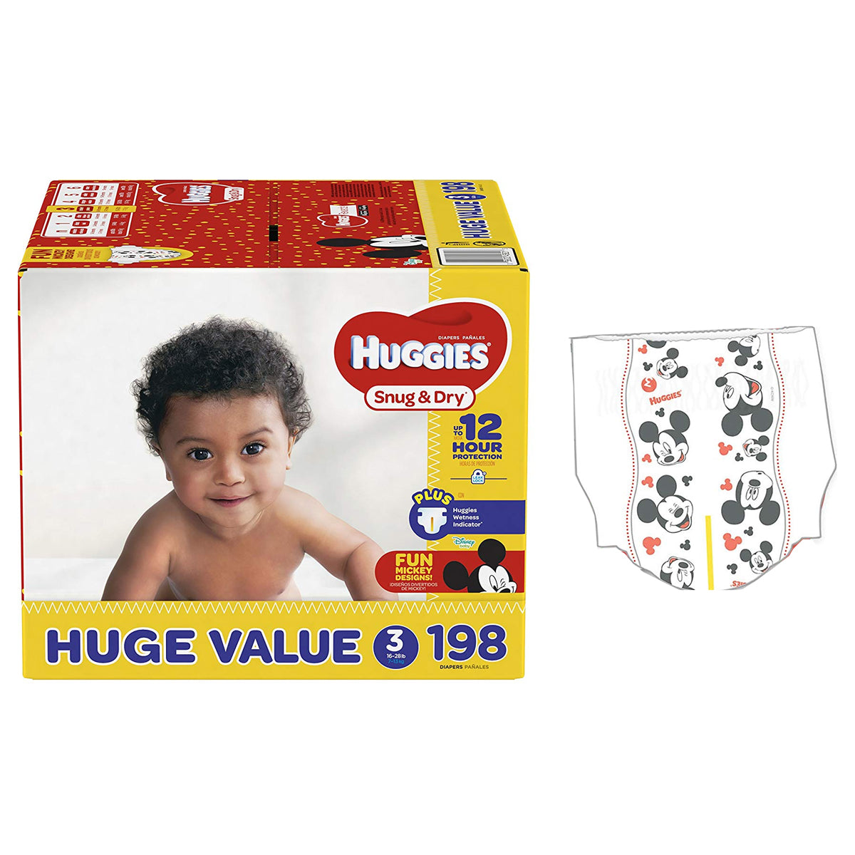 HUGGIES Snug and Dry Diapers, Size 3, HUGE Pack, 198 Count (Case of 198)