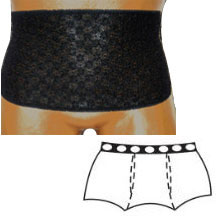 OPTIONS Ladies' Brief with Open Crotch and Built-In Barrier/Support, Black, Center Stoma, Large 8-9, Hips 41" - 45"