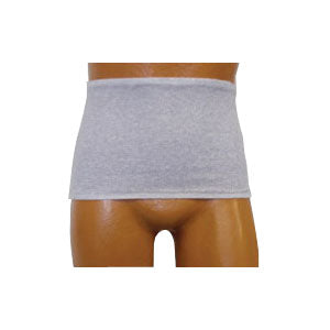 Men's Wrap/Brief with Open Crotch and Built-in Ostomy Barrier/Support Gray, Center Stoma, Medium 36-38