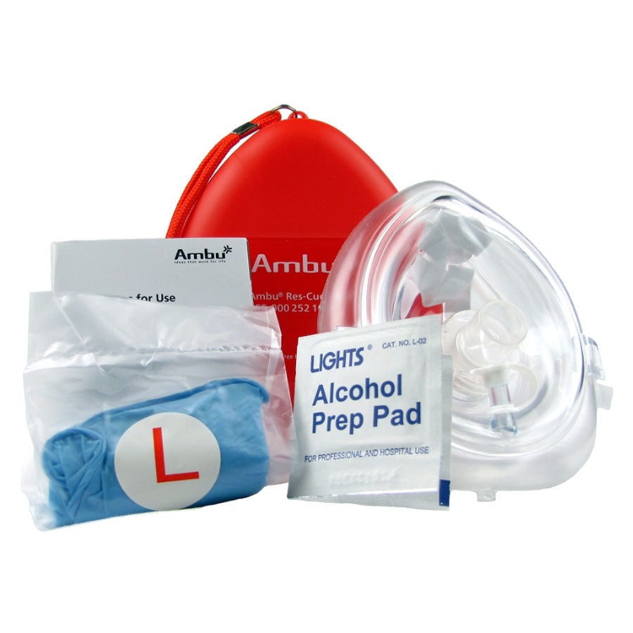 AMBU CPR Mask (EMT Grade) With Gloves And Wipes