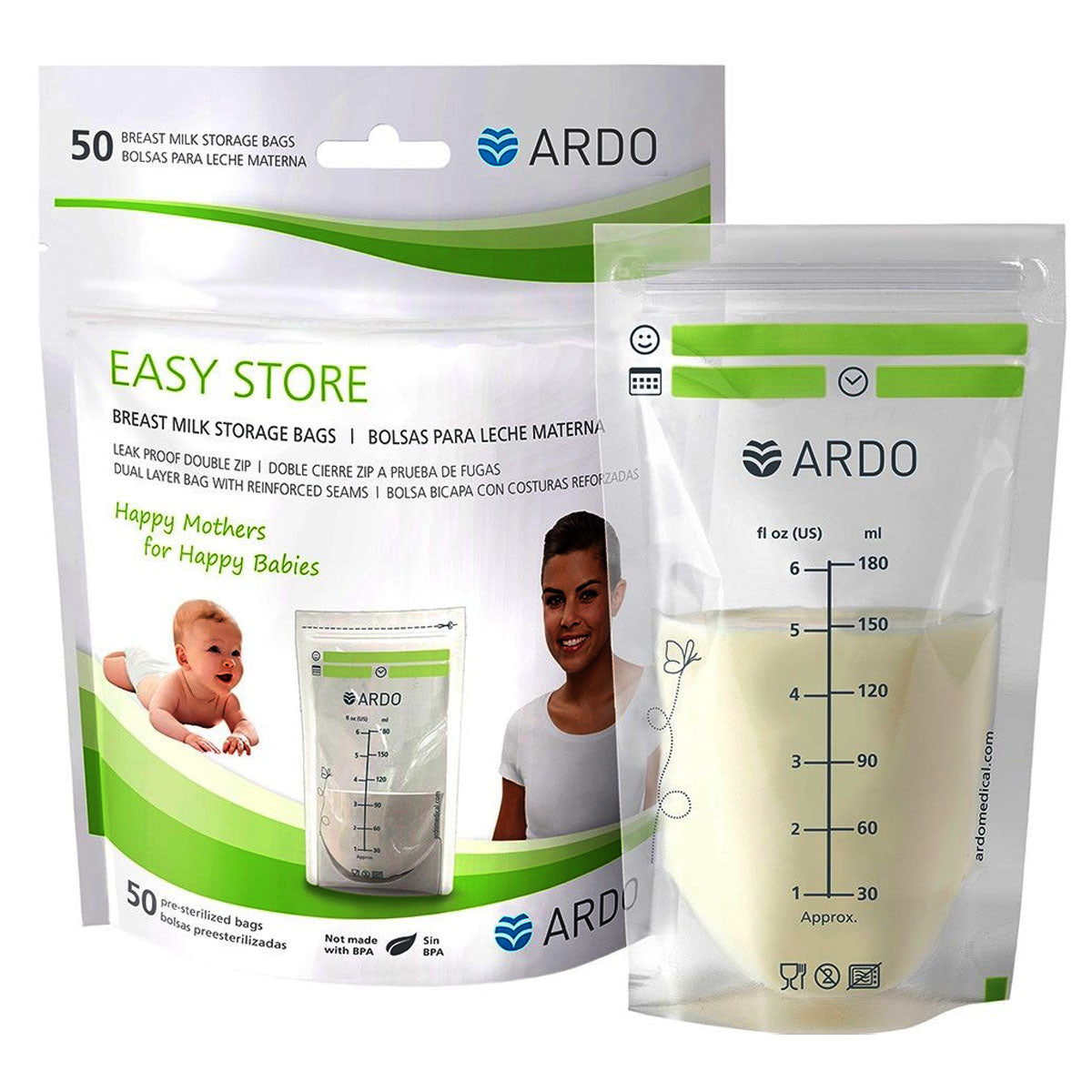 Easy Store Breast Milk Storage Bags, Bulk (Box of 50)