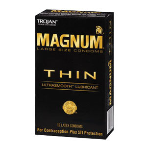 Trojan Magnum Thin Condom Lubricated, Large (Each of 12)