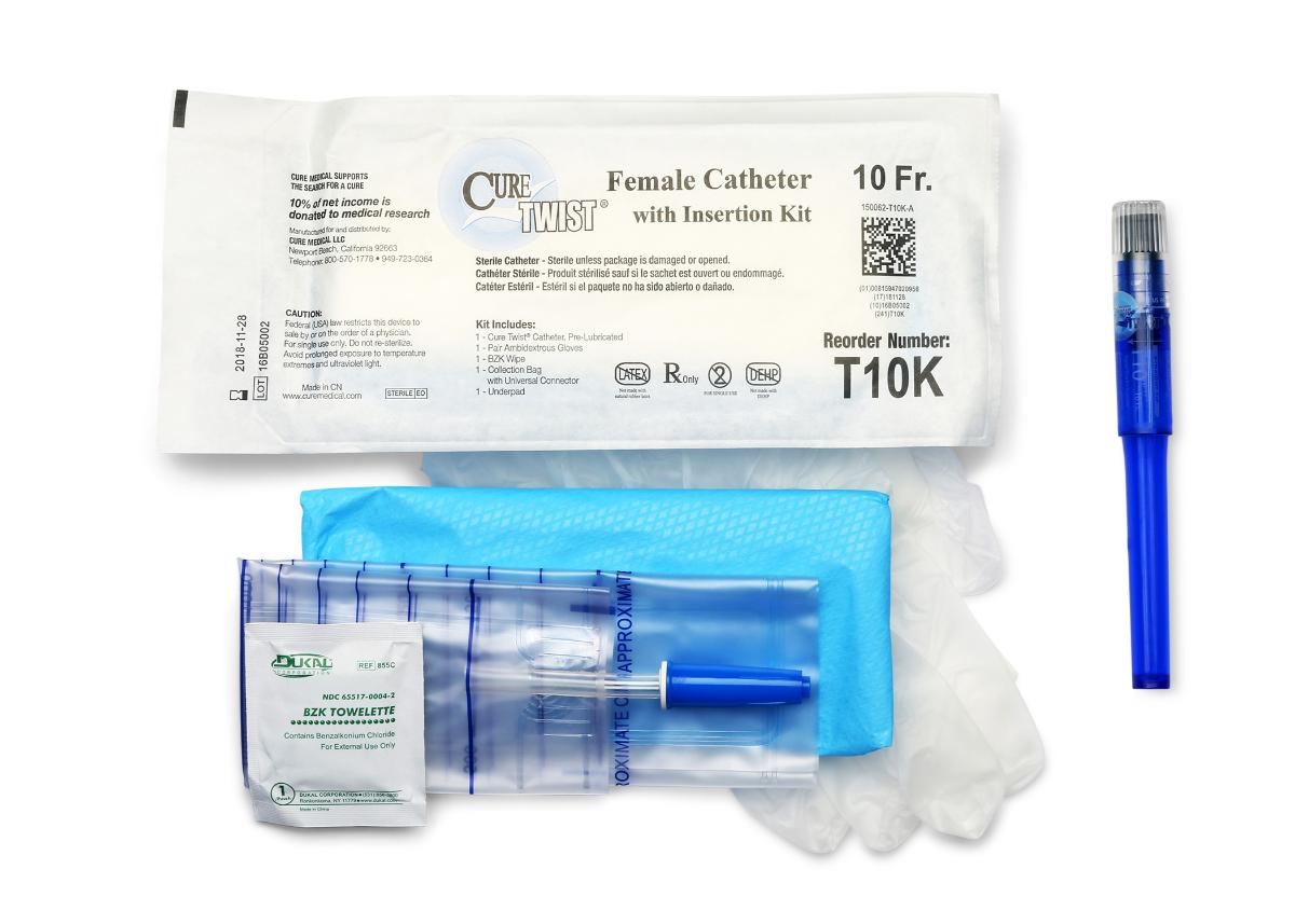 Cure Twist Female, 6" Straight Tip with Insertion Kit, 10 FR (Case of 90)