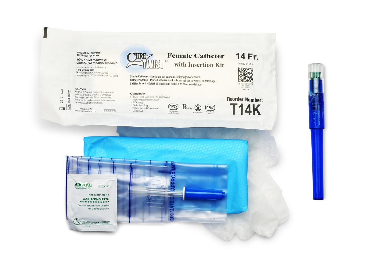 Cure Twist Female, 6" Straight Tip with Insertion Kit, 14 FR (Case of 90)