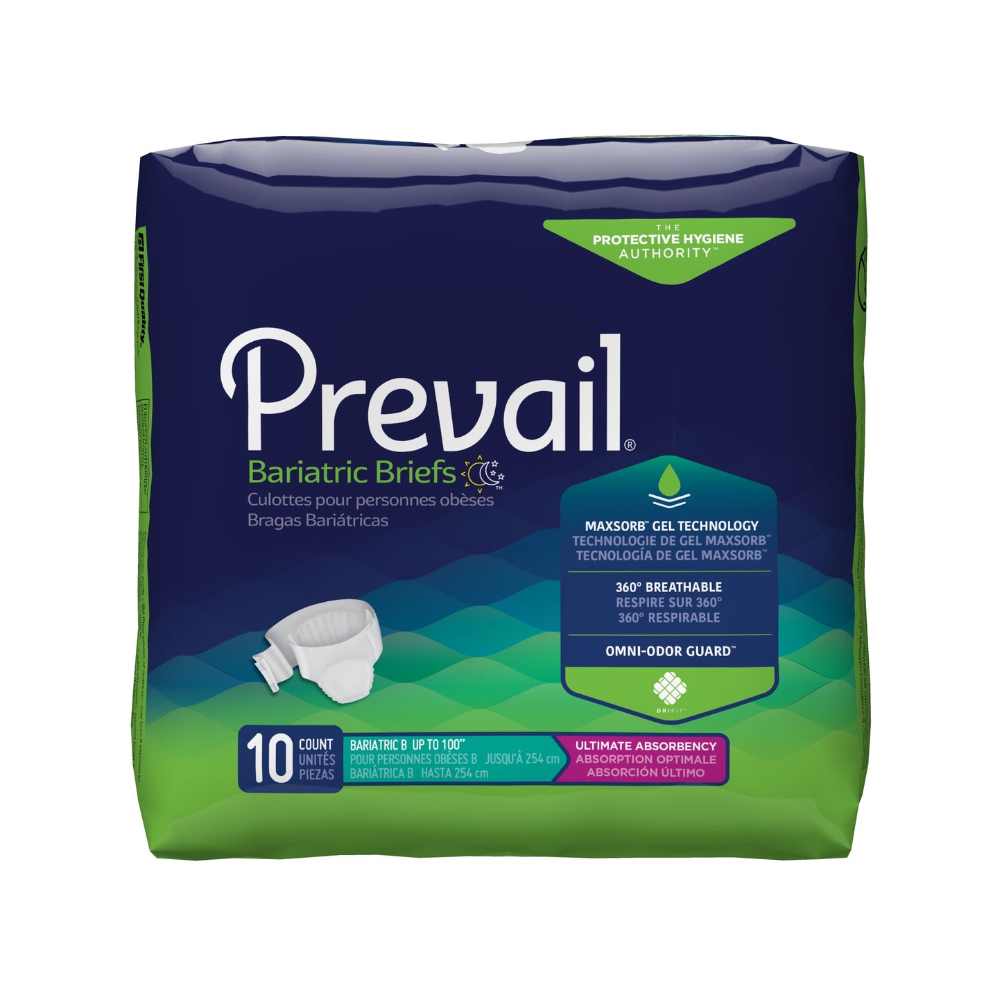 Prevail Bariatric Brief Size B Up to 100" (Case of 40)