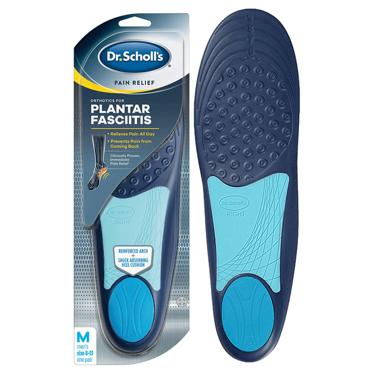 Dr. Scholl's Pain Relief Orthotics for Plantar Fasciitis for Men, One Pair (Package of 2)