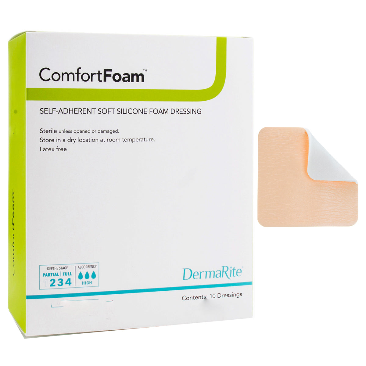 ComfortFoam Wound Dressing with Soft Silicone Adhesive, 4" x 5"