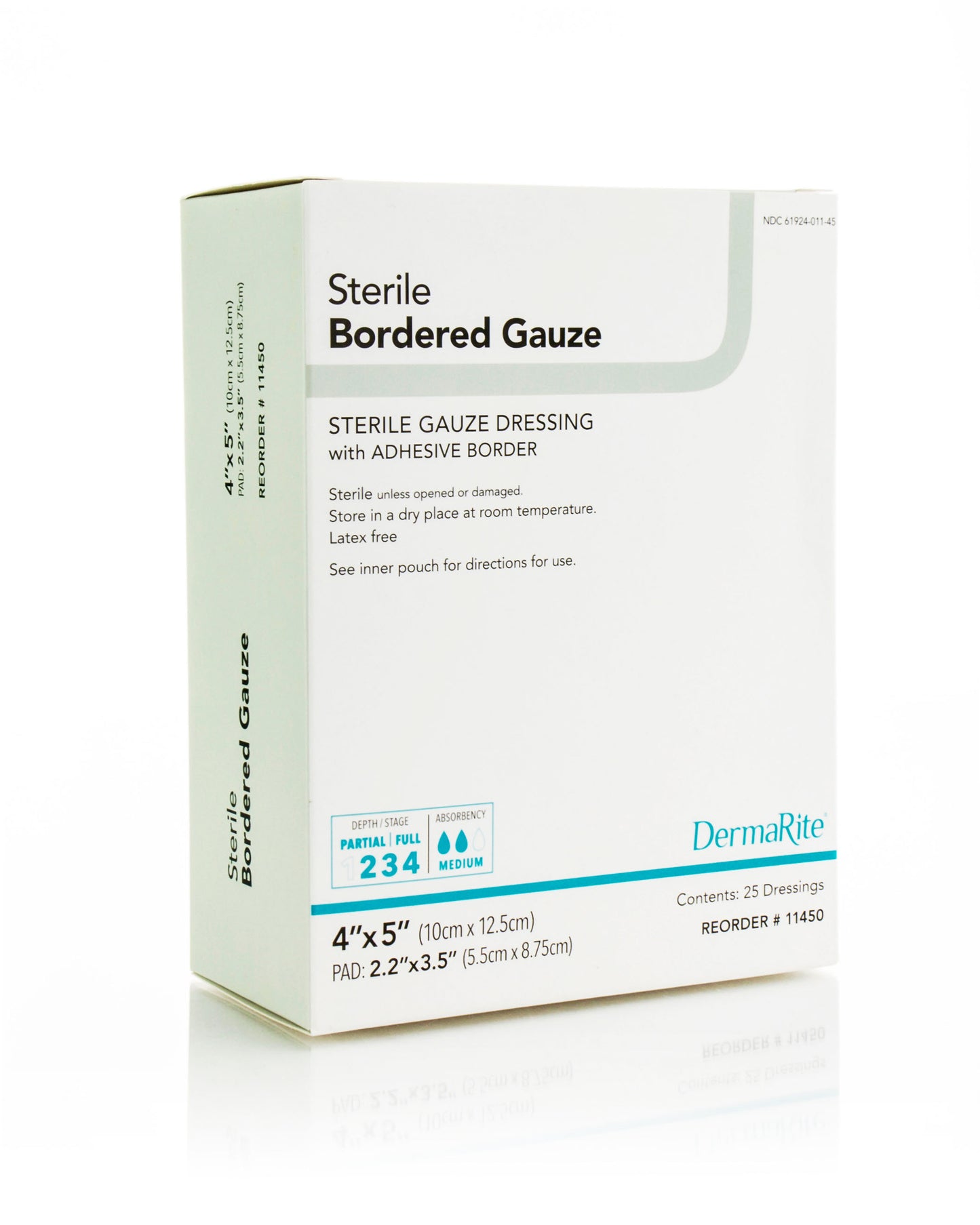 Sterile Border Gauze with Adhesive Border, 4" x 5" (Box of 25)
