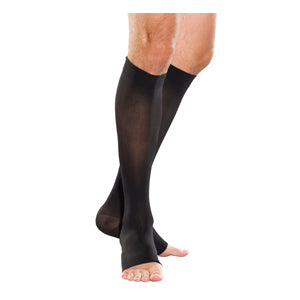 Juzo Soft Knee-High with Silicone Border, 20-30 mmHg, Short, Open, Black, Size 3