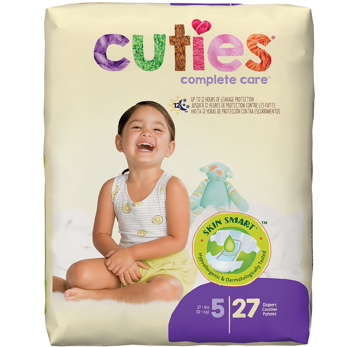 Cuties Complete Care Baby Diapers, Size 5, 27+ lbs. - Replaces: FQCCC05 (Case of 108)