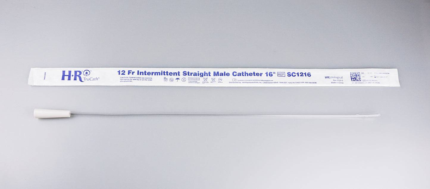 TruCath Intermittent Straight Catheter, Male, 12FR, 16" (Case of 300)
