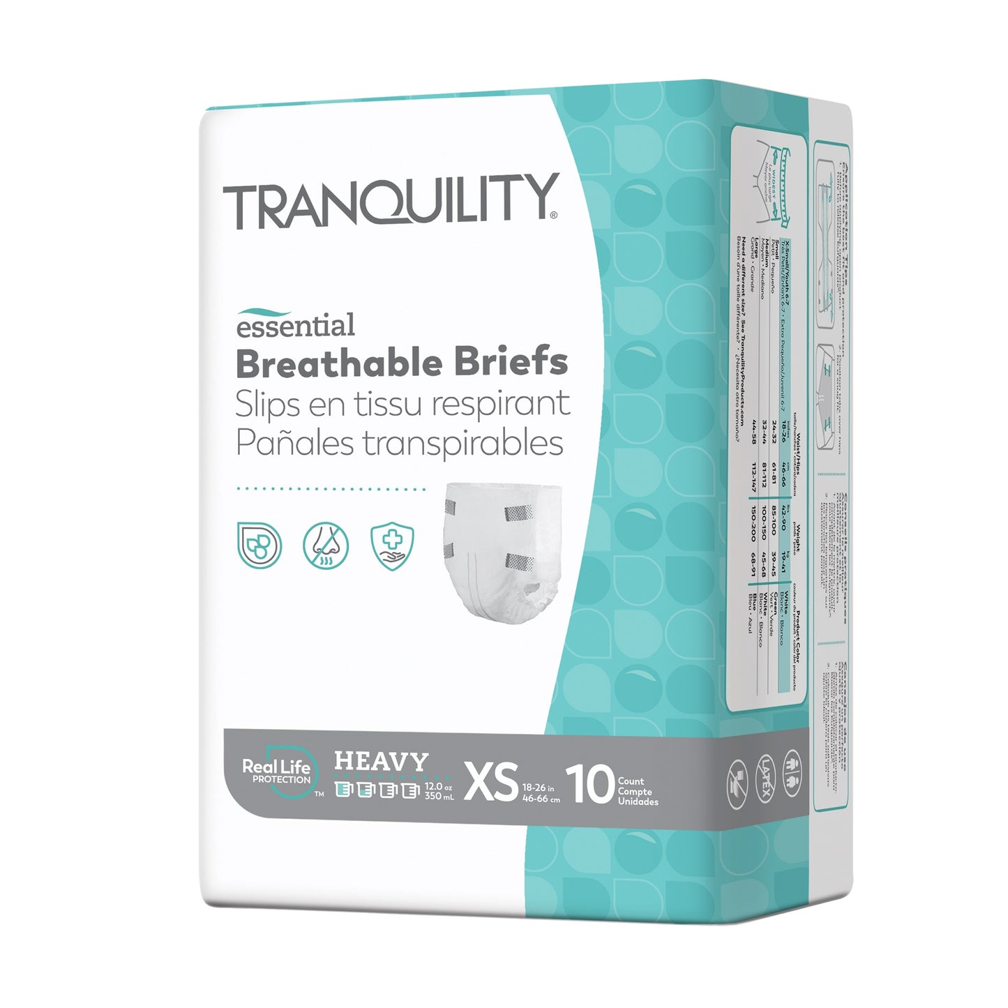 Tranquility Essential Breathable Briefs - Heavy, X-Small/Youth Size 6/7, 18" - 26", 42 - 90 lbs (Case of 100)