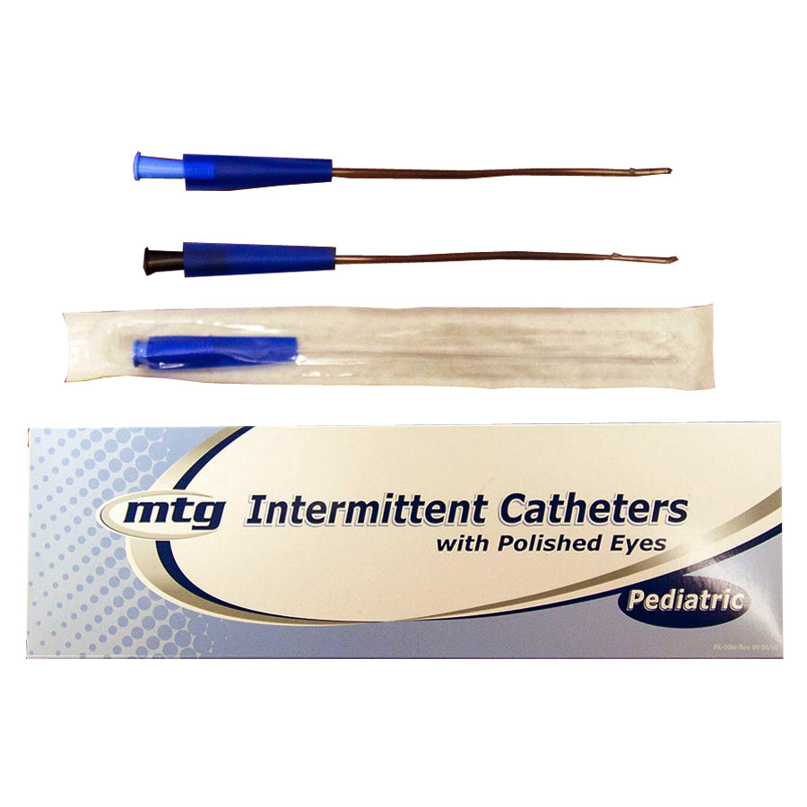 MTG Coude Tip Intermittent Catheter, 8 Fr, 10" Vinyl Catheter with Handling Sleeve