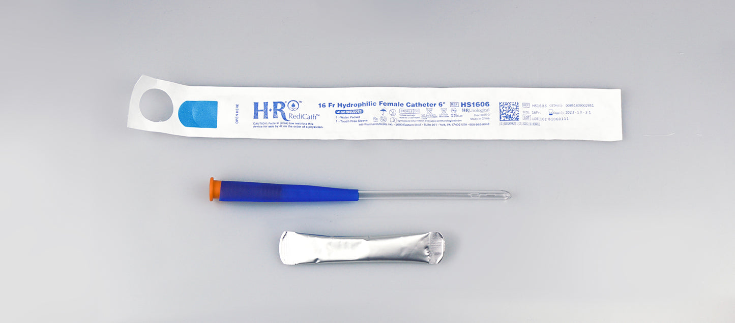 TruCath Hydrophilic Catheter with water bag and touch free sleeve, 16FR, 6" (Box of 30)