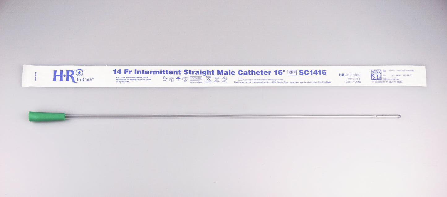 TruCath Intermittent Straight Catheter, Male, 14FR, 16"