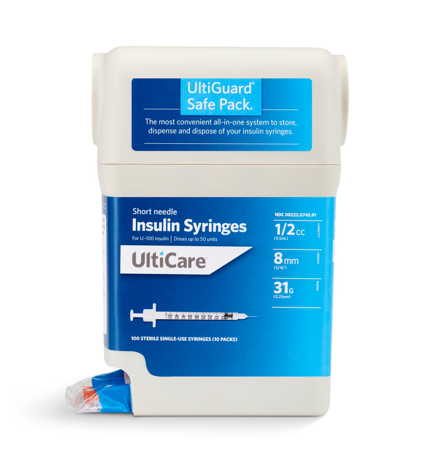 UltiCare Insulin Syringe 31G x 5/16", 1/2 mL (100 count) (Box of 100)