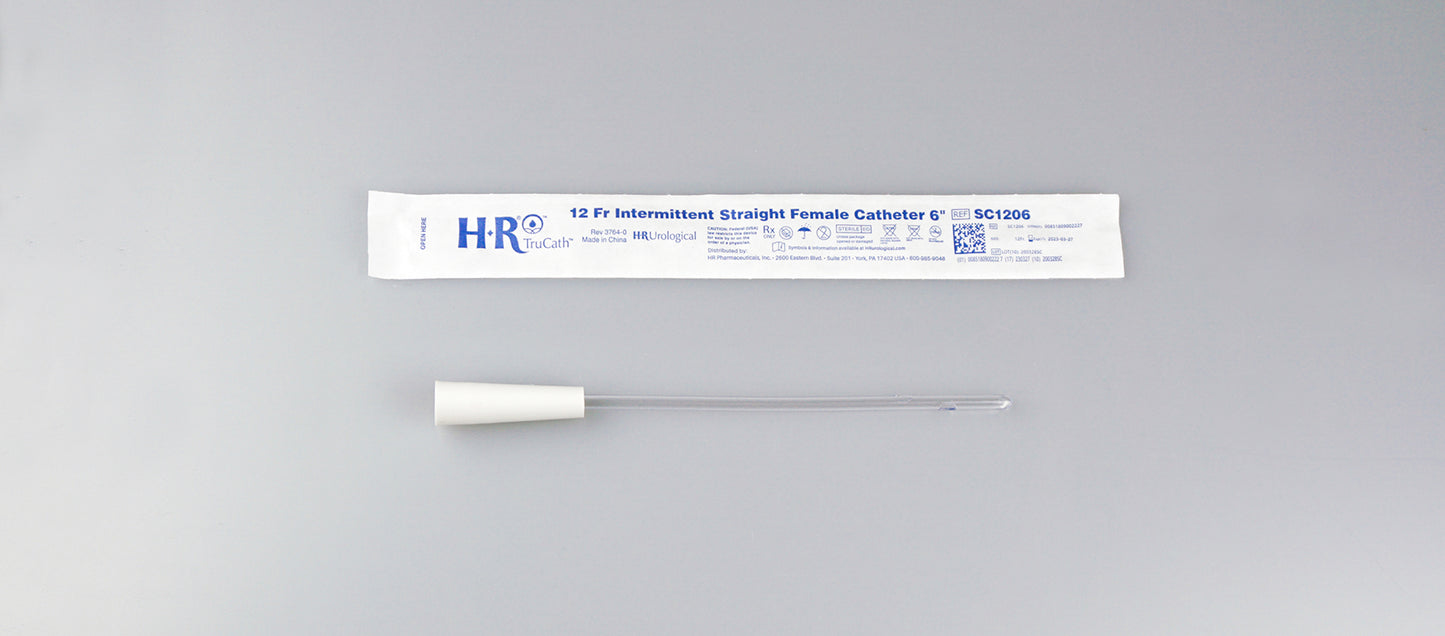 TruCath Intermittent Straight Catheter, Female, 12FR, 6" (Box of 30)
