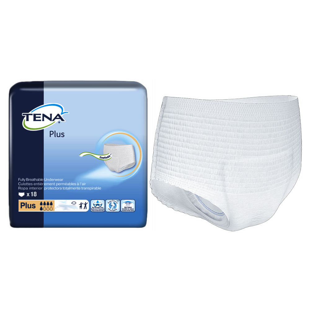 TENA Plus Protective Underwear, 2XL, 68" - 80" (Package of 12)