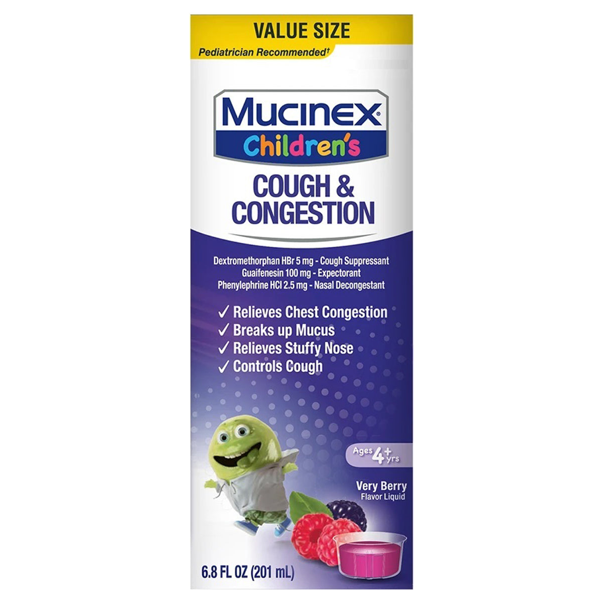 Mucinex Children's Liquid Congestion and Cough, Berrylicious, 6.8 oz (Case of 6)