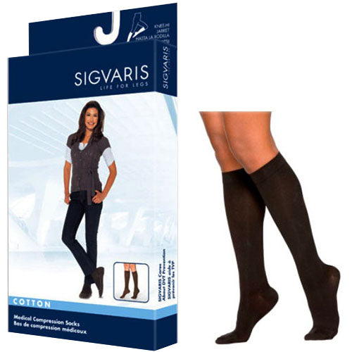 232C Essential Cotton Calf, 20-30mmHg, Women's, Small, Long, Black (Package of 2)