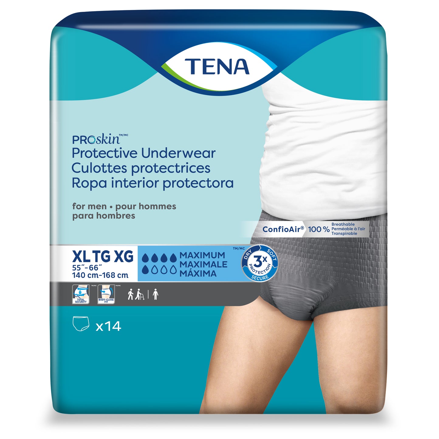 TENA ProSkin Protective Underwear for Men XL, 55" - 66". (Case of 56)