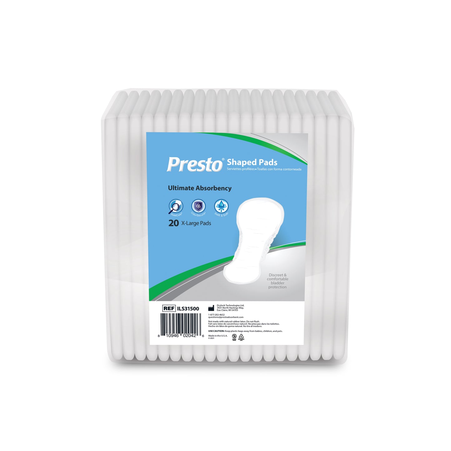 Presto Shaped Pad, Ultimate Absorbency, 16" Long (Package of 20)