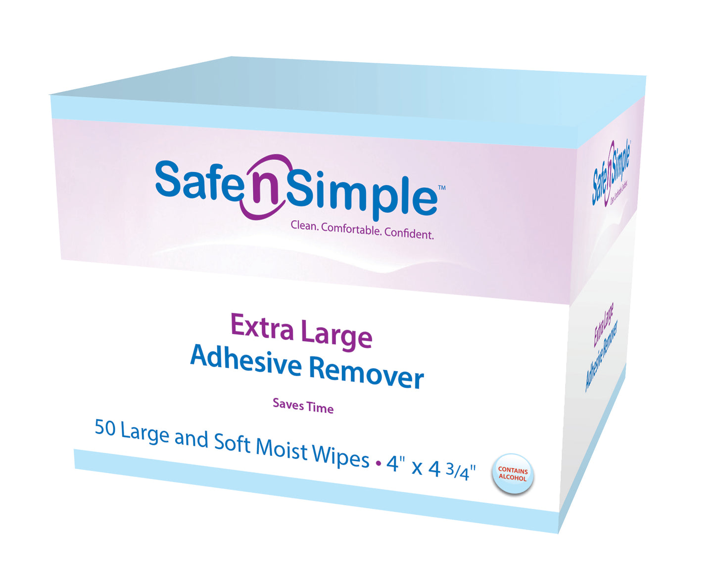Safe N Simple Extra Large Adhesive Remover Wipe, 4" x 4-3/4" (Case of 600)