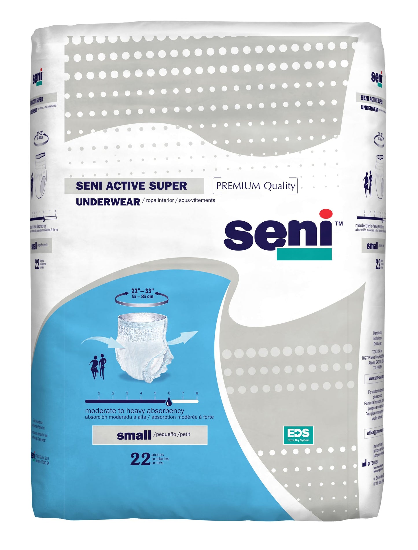 Seni Active Super Pull-On Underwear, Small - 22" - 33" (Package of 22)