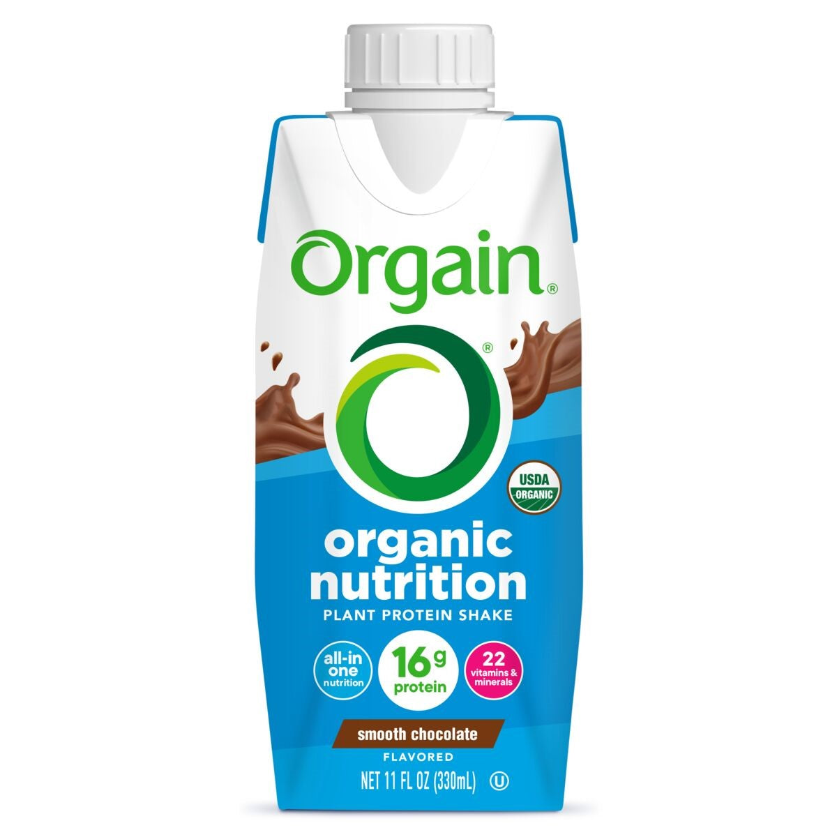 Orgain Organic Nutrition Vegan All-In-One Protein Shake, Smooth Chocolate, 11 fl oz