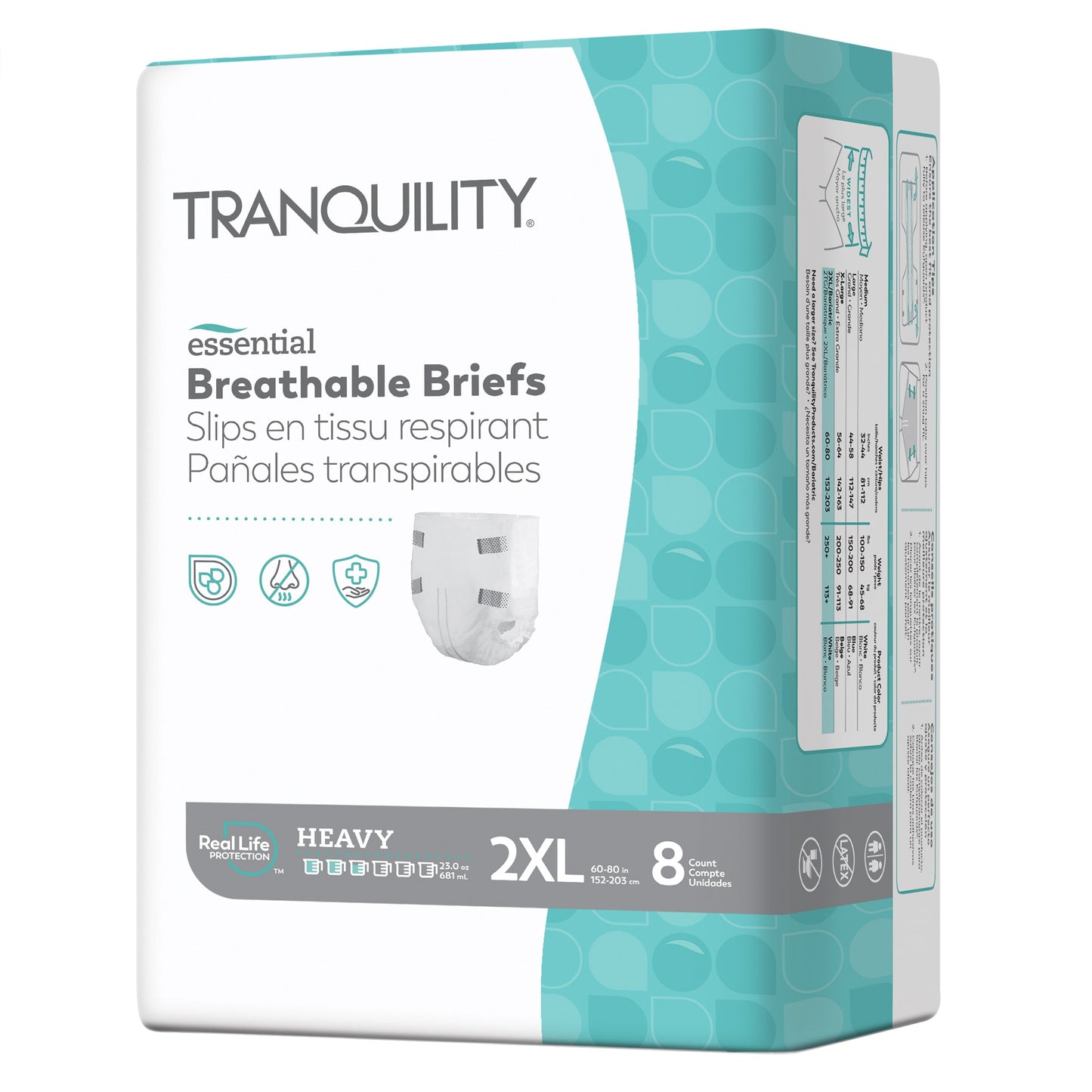 Tranquility Essential Breathable Briefs - Heavy, 2XL/Bariatric, 60" - 80", 250+ lbs (Case of 32)