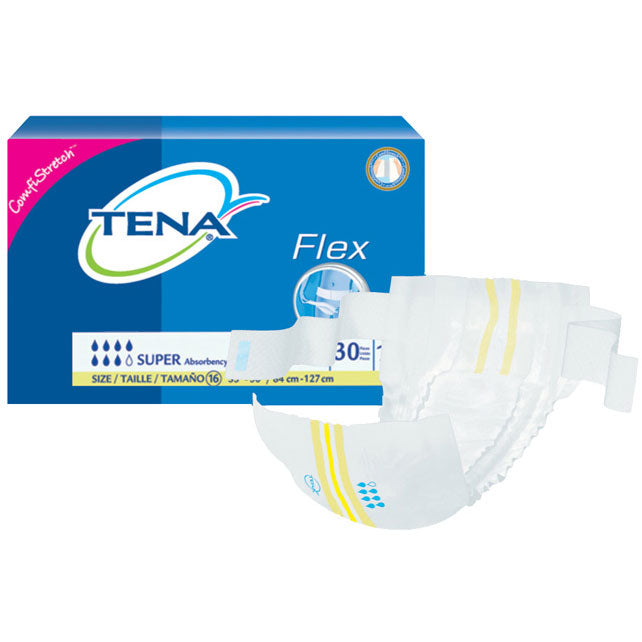 TENA ProSkin Flex Super Belted Incontinence Briefs, Size 16, 33" - 50" Waist (Package of 30)
