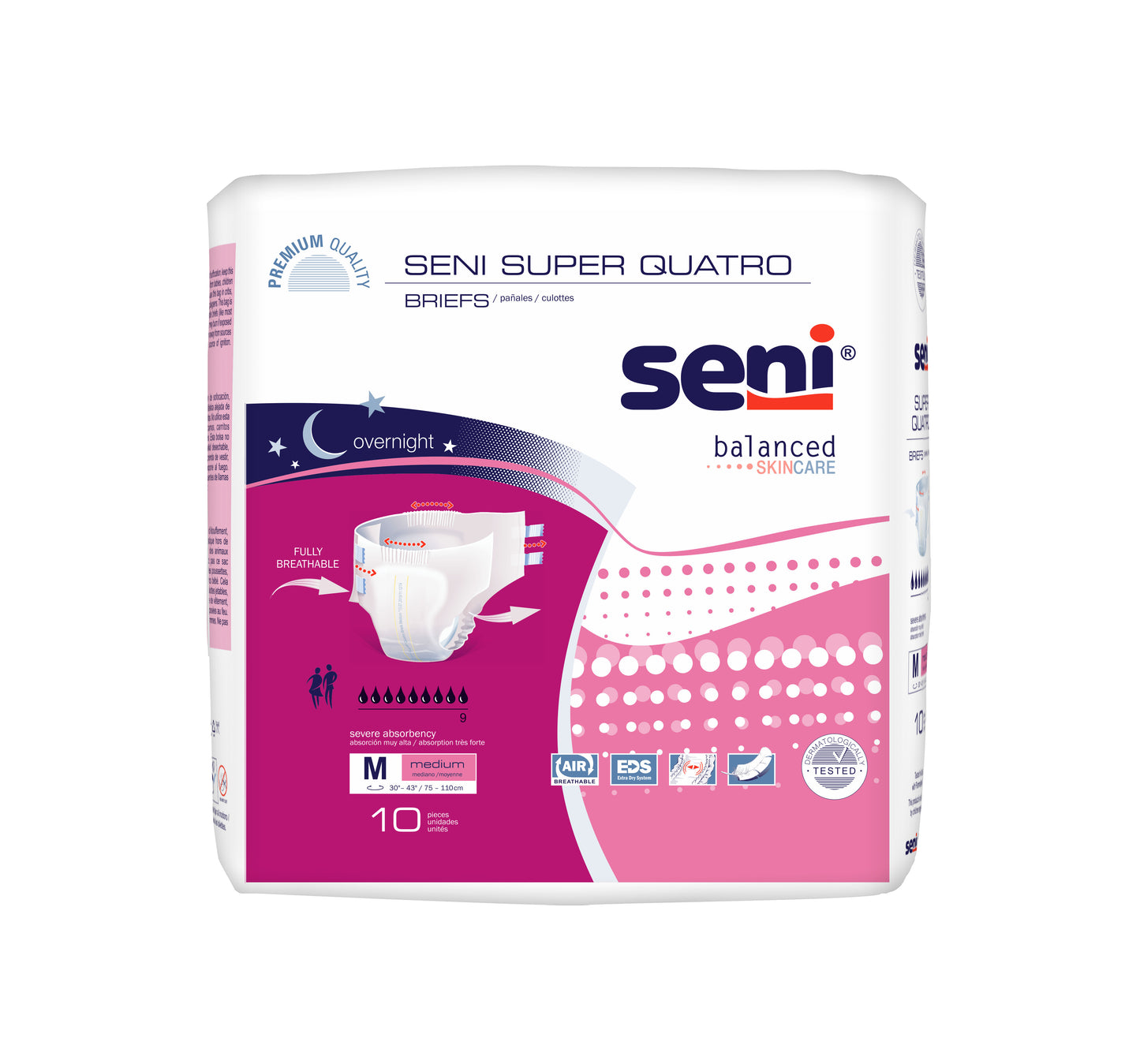 Seni Super Quatro Briefs, Medium - 30" - 43" (Case of 40)