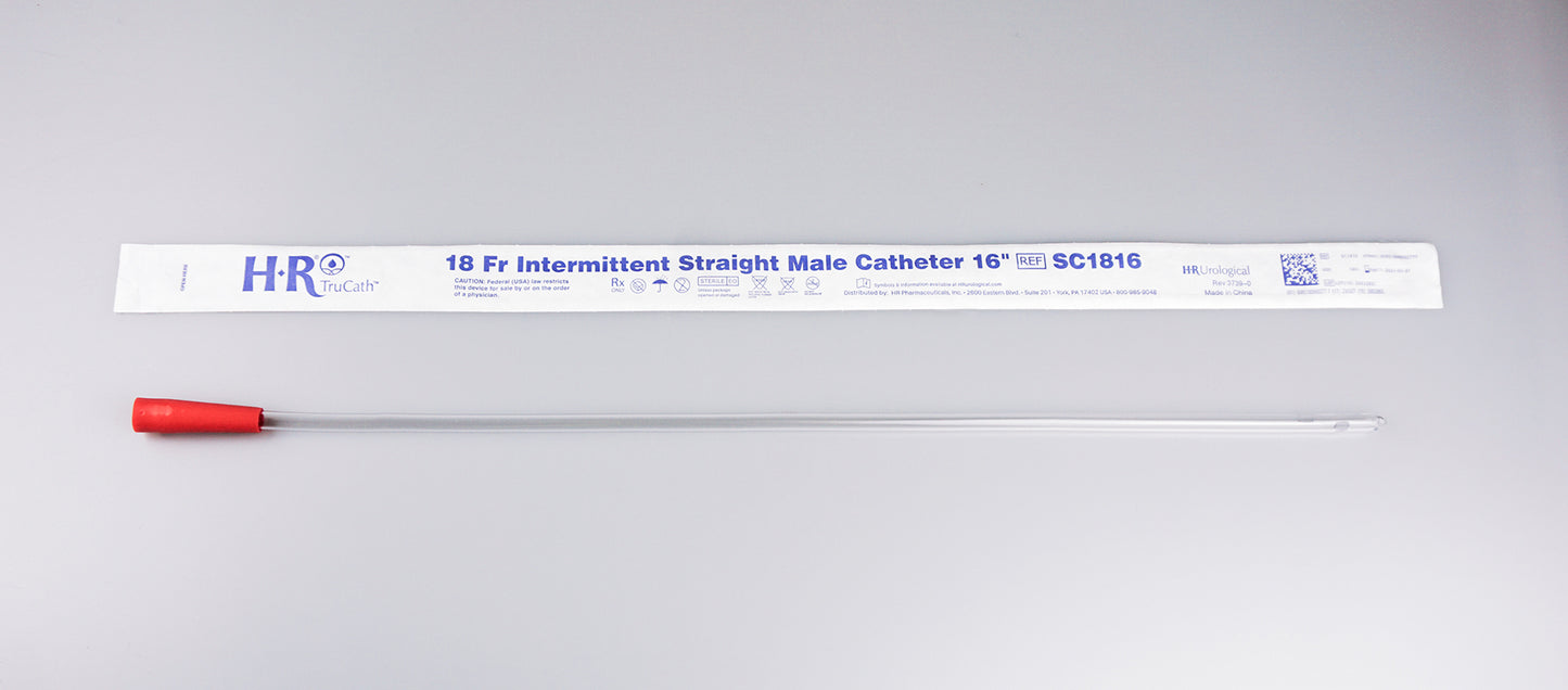 TruCath Intermittent Straight Catheter, Male, 18FR, 16" (Box of 30)
