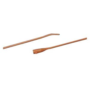 BARDIA Coude Red Rubber Urethral Catheter 20 Fr, 16"