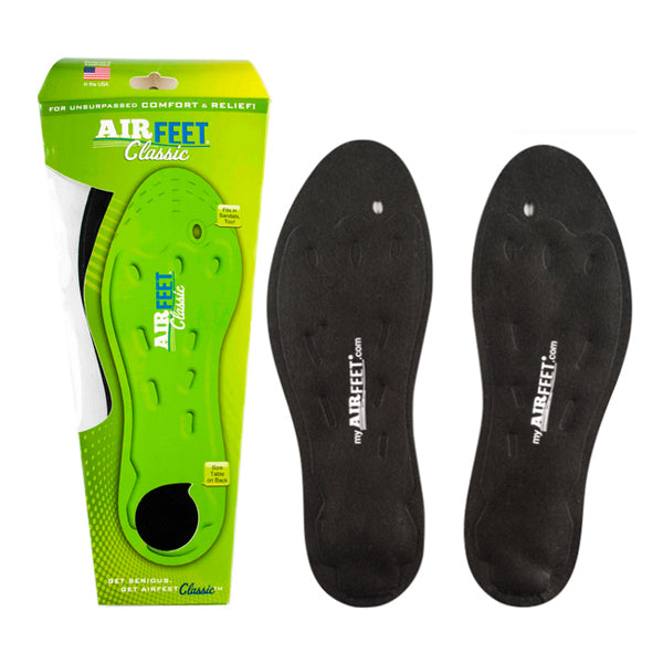 AIRfeet Classic BLACK, Active Arch Support Orthotic Insoles, Size 1L, 8.5W to 9W Male, 9.5W to 10.5W Female, Pair