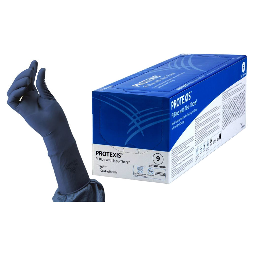 Protexis PI Blue with Neu-Thera Surgical Gloves Sterile Polyisoprene Powder-Free Size 9 (Box of 50)