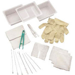 Complete Tracheostomy Cleaning Tray with 2 Vinyl Latex Gloves (Case of 20)
