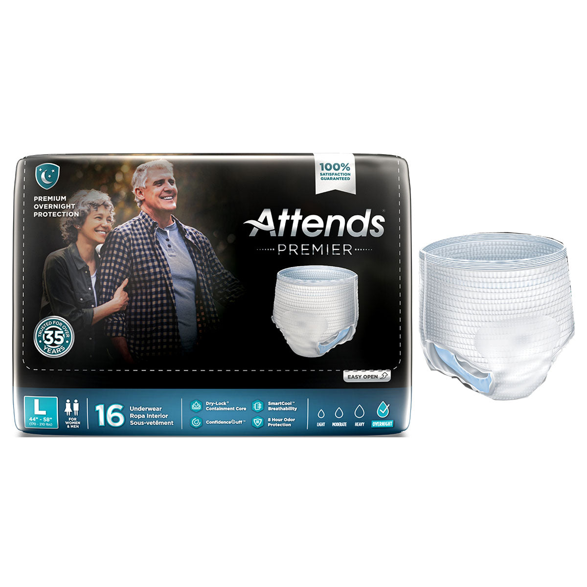Attends Premier Underwear, Large 44" - 58" (Package of 16)