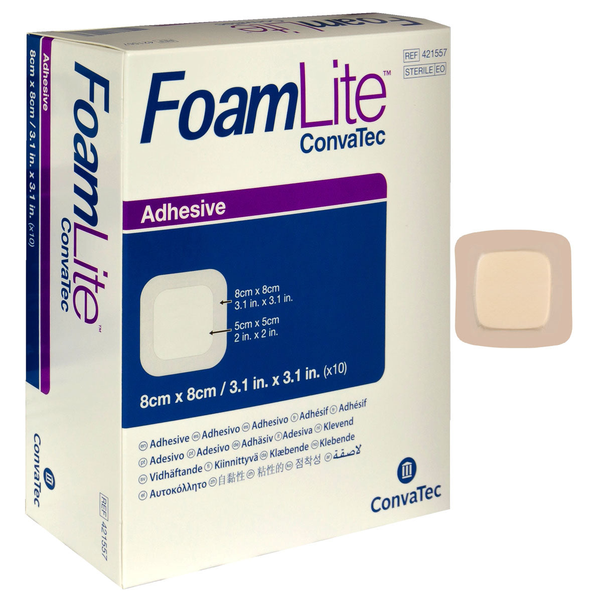 FoamLite Foam Adhesive Dressing, Square, 3-1/4" x 3-1/4"