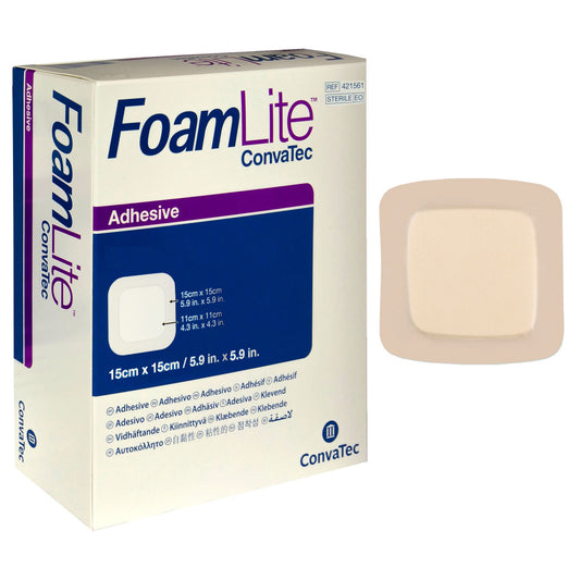 FoamLite Foam Adhesive Dressing, Square, 6" x 6" (Box of 10)