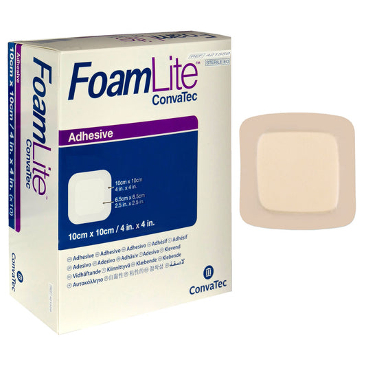 FoamLite Foam Adhesive Dressing, Square, 4" x 4" (Box of 10)