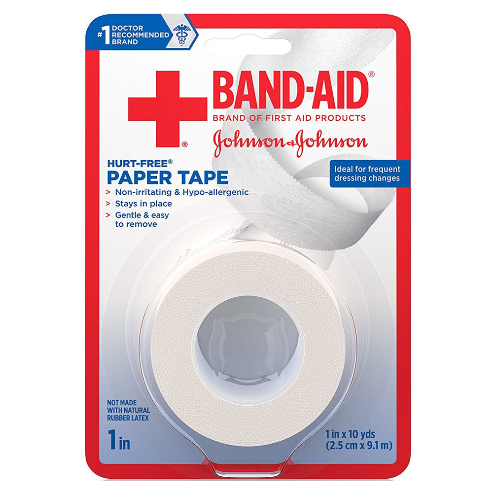 Band-Aid First Aid Hurt-Free Paper Tape, 1" x 10 yards